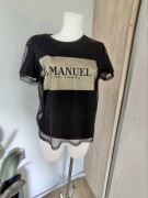 T-shirt czarny La Manuel z nadrukiem logo, rozmiar uniwersalny