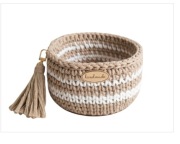 PROMOCJA ! Beżowy Koszyk ze Sznurka z Chwostem