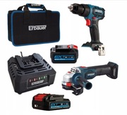 Zestaw  szlifierka kątowa+wkrętarka Erbauer 18 v+akumulatory 4+2Ah