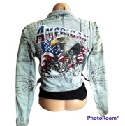 Damska jeansowa kurtka ramoneska motocykl custom