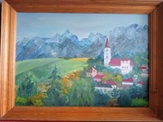 Ida Łubińska, pejzaż górski "Vrbov", akryl na płótnie