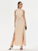 XS Guess wieczorowa sukienka LIZA kolor beżowy maxi dopasowana koronkowa