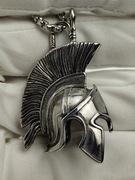 NOWY Naszyjnik wisiorek męski stalowy hełm wojownika stal chirurgiczna