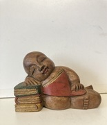 rzezba drewniana, podporka do książek, MAŁY BUDDA