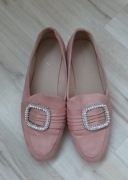 Różowe mokasyny sztuczny zamsz rozmiar 38/25 cm Deichmann Graceland