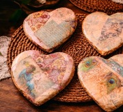 PODKŁADKI POD KUBEK/KAWĘ różne wzory drewno/kamień rękodzieło Vintage