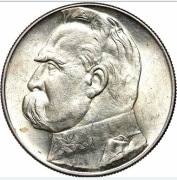 Moneta obiegowa II RP Józef Piłsudski 10zl 1938r