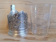 PODSTAKANNIK SREBRO PRÓBA 875 KOSZYCZEK UCHWYT SZKLANKA ROSJA