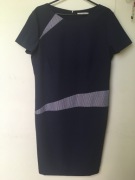 Elegancka granatowa lekka sukienka midi Vissavi, rozmiar 44