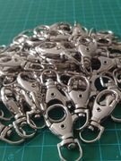 KARABIŃCZYK METAL SREBRNY NIKIEL DO TOREBEK PASKÓW BRELOK 50 SZT.+10 GRATIS