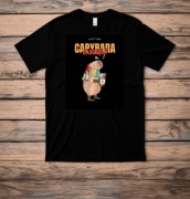 Czarna  męska  koszulka z nadrukiem  Capibary