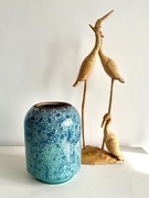 Wazon ceramiczny Blue Night C 21x15 cm styl Hampton biało-niebieski 