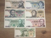Zestaw banknotów 7 szt 10tys 5tys 2tys 1tys 500 100 50 ładne