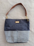 Granatowa duża płócienna torba shopper shopperka w paski marine Nautica