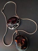 Srebrny wisiorek z bursztynem inkluzje srebro broszka naszyjnik łańcuszek