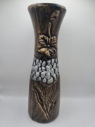Wazon ceramiczny rustykalny 30,5 cm dekoracyjny relief kwiat Vintage