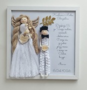 Personalizowany anioł stróż w ramce, podziękowania dla chrzestnych, komunia