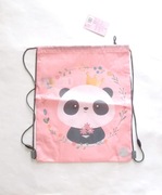 panda worek dla dziewczynki, pudrowy worek na buty