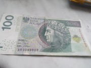 Banknot 100 zł radar / AR3999999