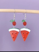 Handmade kolczyki arbuzy, biżuteria z owocami, whimsical / cottagecore