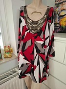 46 czarna czerwona bluzka w geometryczny wzór jesienna na jesień boho etno