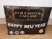 Nowa Girlanda 12 szt. Balony Srebrne 5m Nowy Rok Sylwester Happy New Year