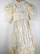 Suknia balowa lata 70 styl wiktoriański kość słoniowa 6/7l