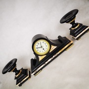 Piękny stary zegar marmurowy i dwa świeczniki lata 20. XX wiek