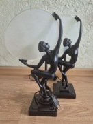 Para lamp Art Deco - Kobieta z dyskiem - Unikatowy komplet 2 szt.