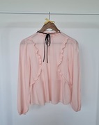 Romantyczna bluzka Stradivarius S falbanka róż