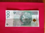 Banknot NBP 100 zł Destrukt -Wada Rok 2018 Seria EY8010025