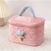 KOSMETYCZKA KUFEREK PIKOWANA RÓŻOWA TULIPAN