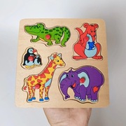 Drewniane puzzle układanka z uchwytem zwierzątka