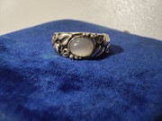 Art nouveau secesja styl delikatny pierścionek z kocim okiem r.11 PRL 2.62g