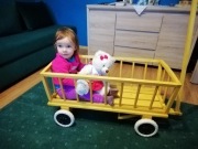 Rękodzieło Zabawka z drewna, wózek.