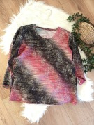 lsniąca różowa bluzka bluzeczka z rękawem damska XXL 44 ombre szara