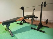 Ławka do ćwiczeń York B300 Sit-Up & Flat + stojak + 2 sztangi