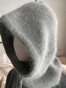 Szara wełniana balaklawa kominiarka komin kaptur 