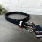 Nowy Pasek Tommy Jeans Granatowy Błyszczący z Metką 2x102 cm