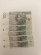 Banknoty 100 zł kolejne numery 