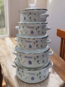 Zestaw garnków emaliowanych wzór kwiatowy 5szt.