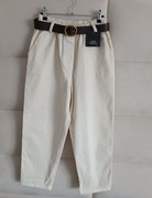 Spodnie Made in Italy M L kremowe z paskiem zara h&m reserved ballon