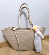 Torba/koszyk ręcznie robiony ze sznurka bawełnianego