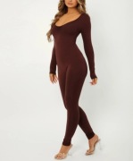 SHEIN SXY Kombinezon z okrągłym dekoltem brązowy r. XL - 44