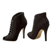 Botki bez palców sznurowane obcas zamsz czarne CCC r.38