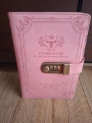 Dziennik vintage,notatnik planer,pamiętnik na szyfr A5 różowy