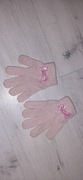 Rękawiczki pudrowy róż z kokardką r.98-104 3-4 lat