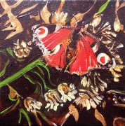 Motyl, 15 cm x 15 cm, olej, płótno