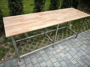 OKAZJA!!! Stół ze stali nierdzewnej z drewnianym blatem 2000x650x850 