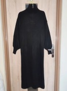 90 Czarna długa sweterkowa sukienka ze stójką rozmiar 46